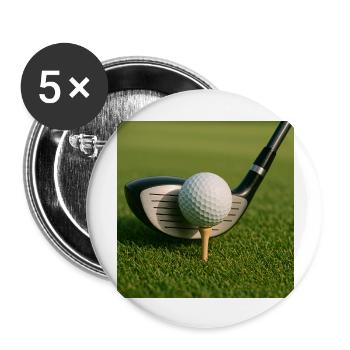 Sports - Golf, club et balle - Lot de 5 grands badges (56 mm) - blanc - Devant