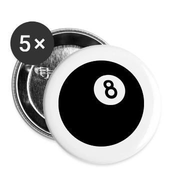 Schwarze Acht - Buttons groß 56 mm (5er Pack) - Weiß - Vorne