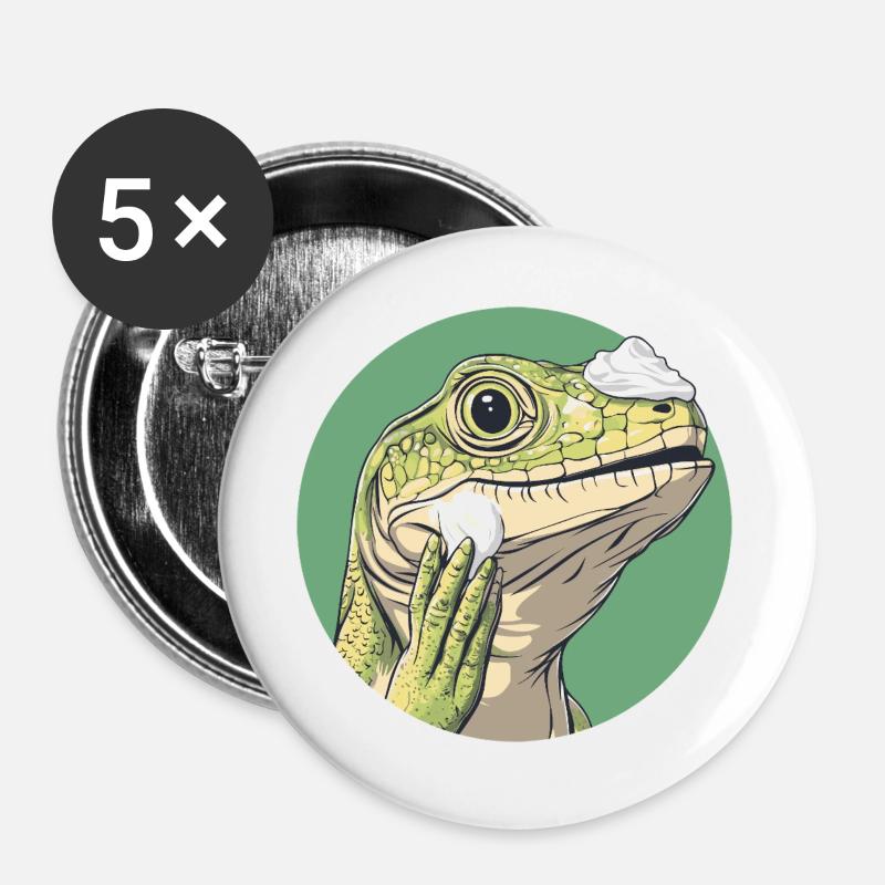 Lizard shaving – smoother than ever! - Buttons large 2.2''/56 mm (5-pack) - white