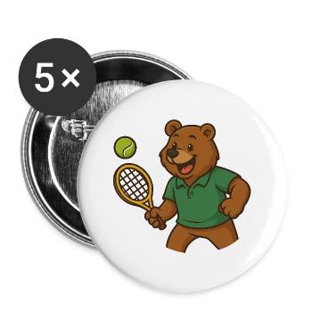 Ours de tennis - Lot de 5 grands badges (56 mm) - blanc - Devant