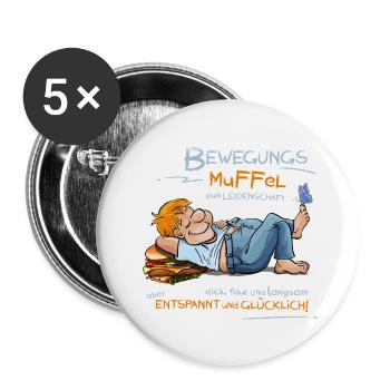 Bewegungsmuffel - Buttons groß 56 mm (5er Pack) - Weiß - Vorne
