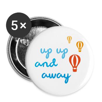Ballonfahrt up away Himmel Reise Reisefieber - Buttons groß 56 mm (5er Pack) - Weiß - Vorne