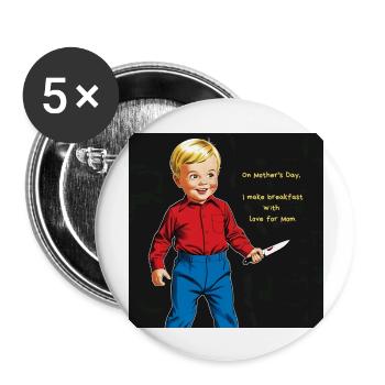 Mother’s Day Breakfast – Made with Love - Lot de 5 grands badges (56 mm) - blanc - Devant