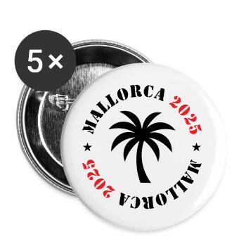 Mallorca 2025 Palme - Buttons groß 56 mm (5er Pack) - Weiß - Vorne
