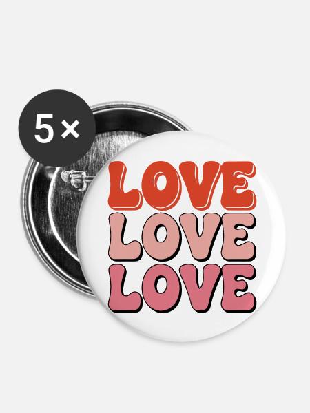 Liebe Liebe Liebe Liebe - Buttons groß 56 mm (5er Pack) - Weiß