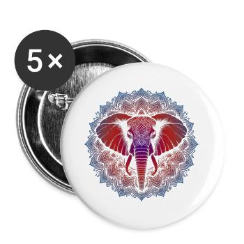 Trifecta Tugenden Mandala - Buttons groß 56 mm (5er Pack) - Weiß - Vorne