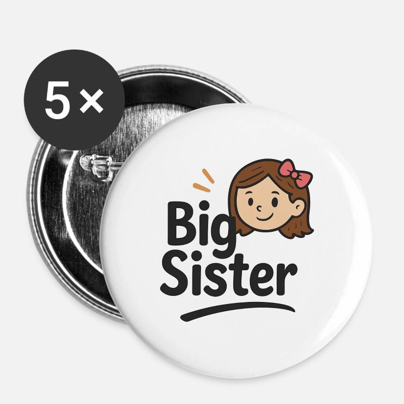 Big Sister - Buttons large 2.2''/56 mm (5-pack) - white
