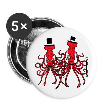 2 Kraken Mr. Sir Hat Monocle Lunettes Rich Friends - Lot de 5 grands badges (56 mm) - blanc - Devant