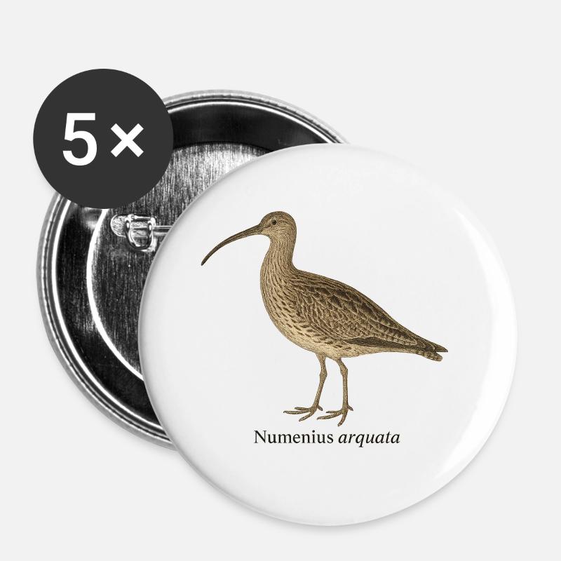 Curlew - Numenius arquata - Buttons large 2.2''/56 mm (5-pack) - white