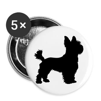 Silhouette de chien Yorkshire Terrier Propriétaire de chien - Lot de 5 grands badges (56 mm) - blanc - Devant