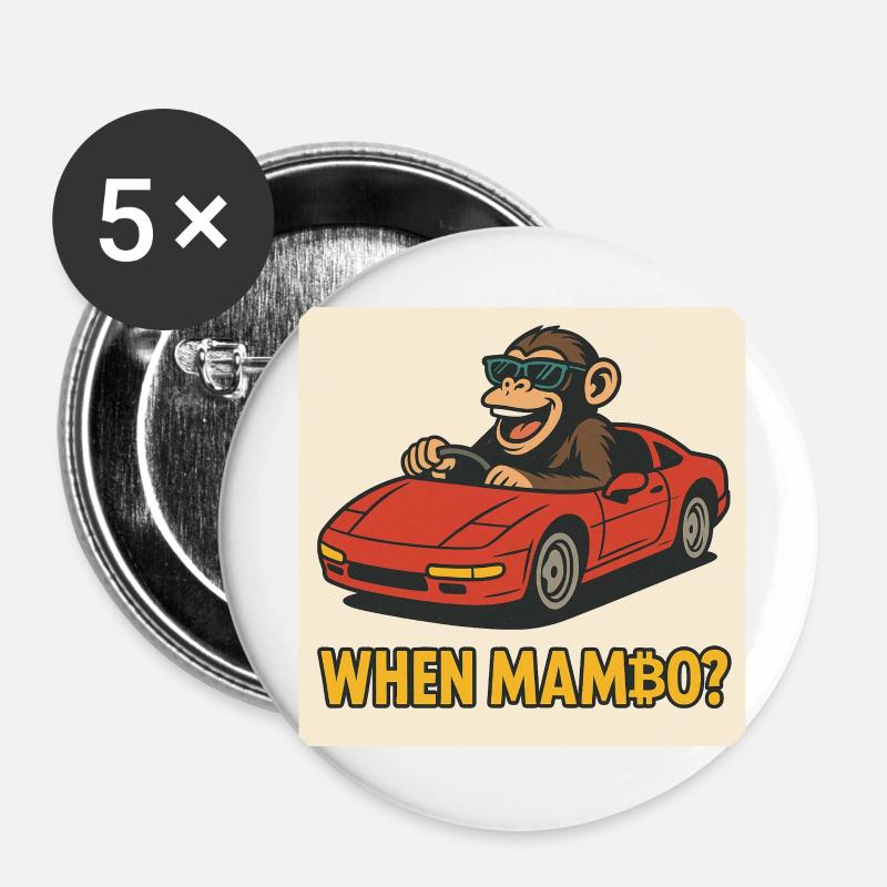Bitcoin meets Monkey Joe - Buttons large 2.2''/56 mm (5-pack) - white