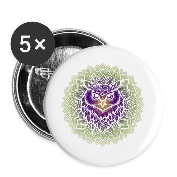 Mandala de la sagesse ancienne - Lot de 5 grands badges (56 mm) - blanc - Devant