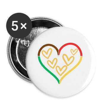 Herz Motiv in Naturtönen - Buttons groß 56 mm (5er Pack) - Weiß - Vorne