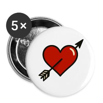 Treffer ins Herz – Wenn’s dich erwischt - Buttons groß 56 mm (5er Pack) - Weiß - Vorne