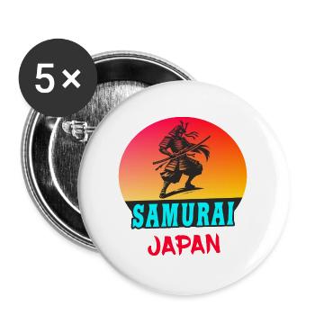 Samurai Japan Sonnenuntergang Design - Buttons groß 56 mm (5er Pack) - Weiß - Vorne