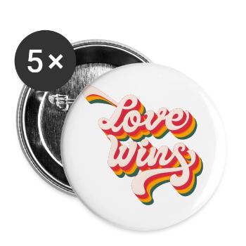 Mois de la fierté LGBTQ - Love Wins - Lot de 5 grands badges (56 mm) - blanc - Devant