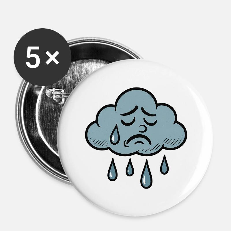 Sad Cloud – When It's Just Too Much - Buttons large 2.2''/56 mm (5-pack) - white