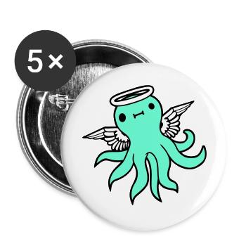Octopus Angel Wings Halo Flying Octopus - Buttons large 2.2''/56 mm (5-pack) - white - Front