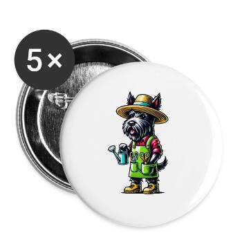 Scottish Terrier Gardener - Buttons large 2.2''/56 mm (5-pack) - white - Front