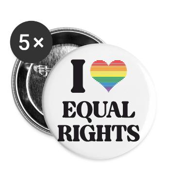 LGBTQ Pride Month - Ich liebe Gleichberechtigung - Buttons groß 56 mm (5er Pack) - Weiß - Vorne