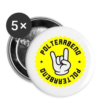 Polterabend Hochzeit Party - Buttons groß 56 mm (5er Pack) - Weiß - Vorne
