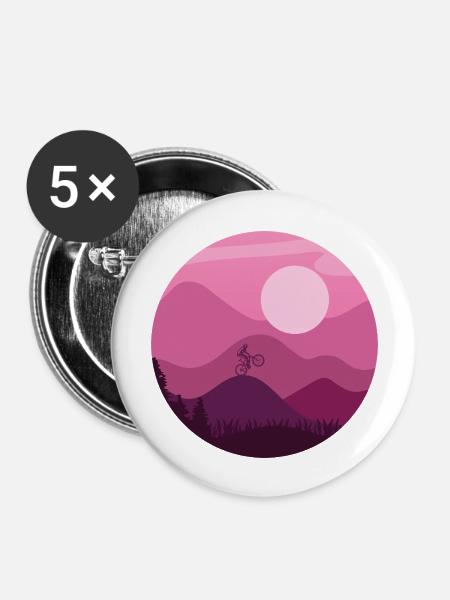 Mountainbiker - Buttons groß 56 mm (5er Pack) - Weiß