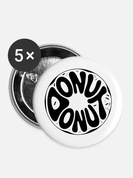 Donut - Cooles Donut-Logo - Buttons groß 56 mm (5er Pack) - Weiß
