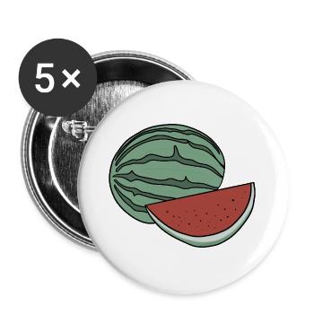 Leckere Frucht-Wassermelone - Buttons groß 56 mm (5er Pack) - Weiß - Vorne