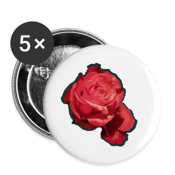 Rote Rose - Buttons groß 56 mm (5er Pack) - Weiß - Vorne