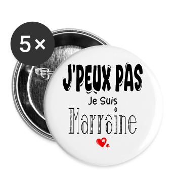 J'Peux Pas Je suis Marraine - Lot de 5 grands badges (56 mm) - blanc - Devant