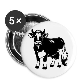 Bonte koe Hofdesign – für Jung & Alt - Buttons groß 56 mm (5er Pack) - Weiß - Vorne