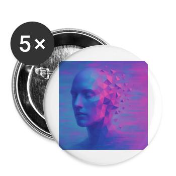 Futuristischer Kopf im Digital Stil - Buttons groß 56 mm (5er Pack) - Weiß - Vorne