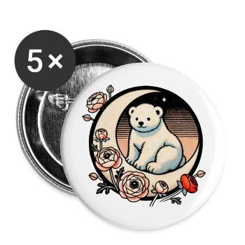 Polar Bear Moon - Buttons large 2.2''/56 mm (5-pack) - white - Front