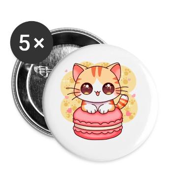 chibi cat - Lot de 5 grands badges (56 mm) - blanc - Devant
