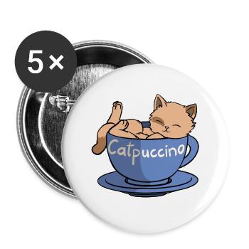 Catpuccino - Lot de 5 grands badges (56 mm) - blanc - Devant