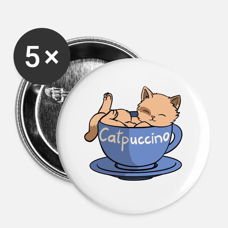 Catpuccino - Buttons large 2.2''/56 mm (5-pack) - white