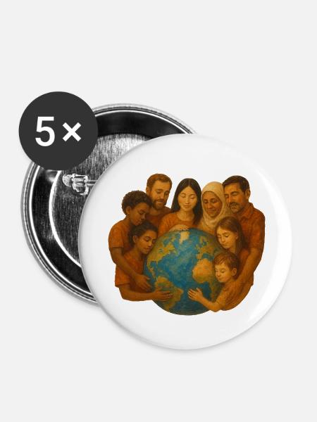 Welt - Buttons groß 56 mm (5er Pack) - Weiß