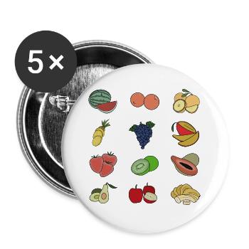 De délicieux fruits variés - Lot de 5 grands badges (56 mm) - blanc - Devant