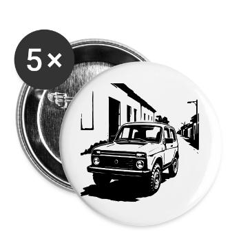 Offroad-Legende Klassik - Buttons groß 56 mm (5er Pack) - Weiß - Vorne
