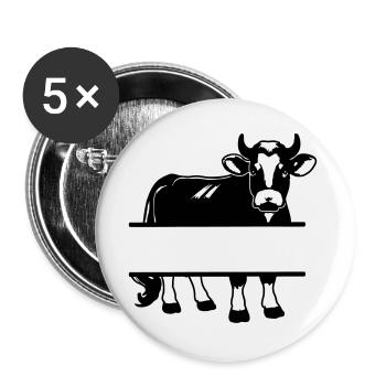 Silhouette de vache avec espace de texte – Chemise de ferme - Lot de 5 grands badges (56 mm) - blanc - Devant