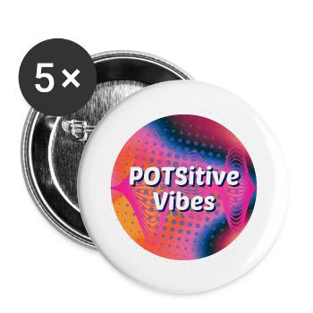 POTSitive Vibes Colorful Background Waves - Buttons large 2.2''/56 mm (5-pack) - white - Front