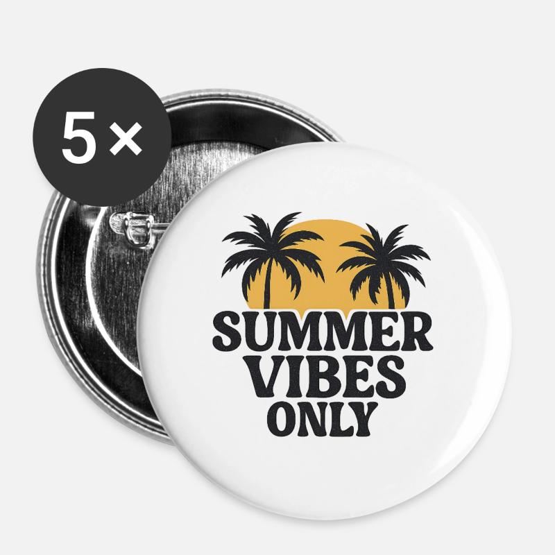 Summer Palm Trees Sunset - Buttons large 2.2''/56 mm (5-pack) - white