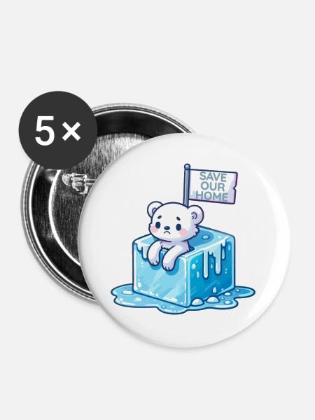 Retten Sie unser Zuhause - Buttons groß 56 mm (5er Pack) - Weiß