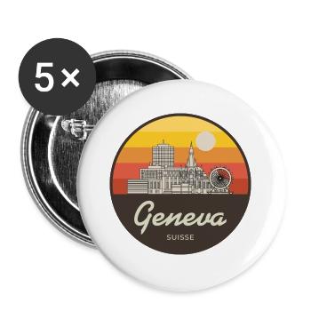 Genf Skyline Sonnenuntergang - Buttons groß 56 mm (5er Pack) - Weiß - Vorne