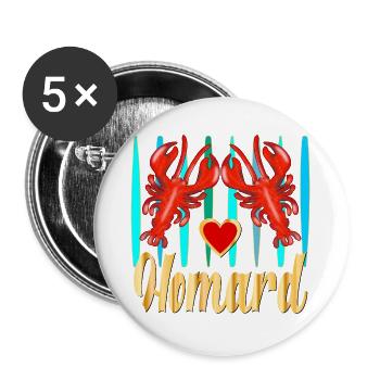 Homard - Lot de 5 grands badges (56 mm) - blanc - Devant