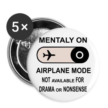 Mentalement en mode avion - Lot de 5 grands badges (56 mm) - blanc - Devant