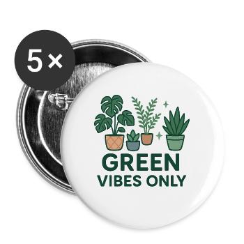 Green Vibes Only - Buttons large 2.2''/56 mm (5-pack) - white - Front