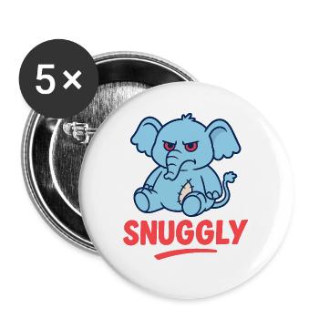 Éléphant - Lot de 5 grands badges (56 mm) - blanc - Devant