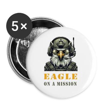 Military Eagle on Mission - Buttons large 2.2''/56 mm (5-pack) - white - Front