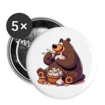 Garlic Bear Yummy Knofi Gift - Buttons large 2.2''/56 mm (5-pack) - white - Front